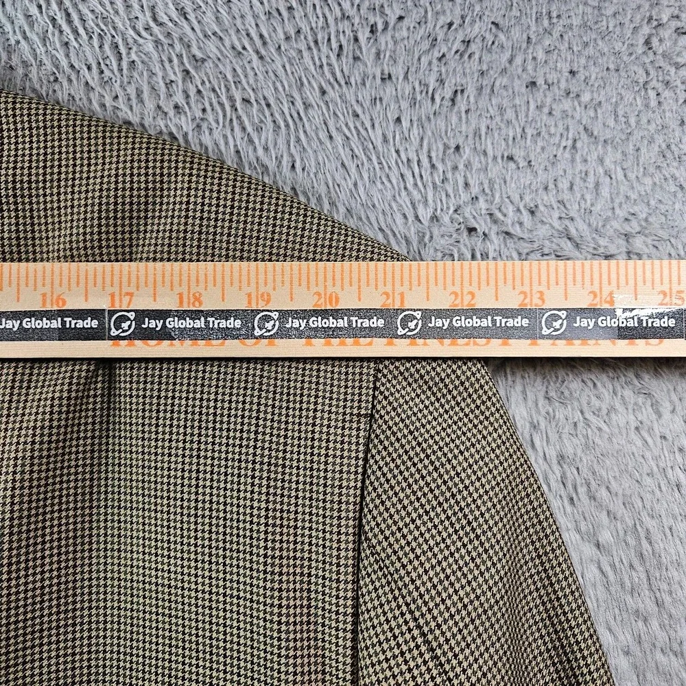 Stafford Suit Blazer Sport Coat Men 46R Wool Blend Houndstooth Khaki Brown‎